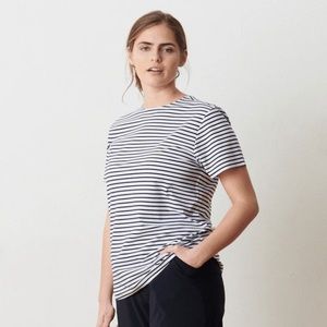 ADAY White and Black Striped Long Sleeve Tee